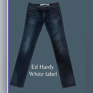 Ed Hardy slim leg White Label jeans by Christian Audigier
